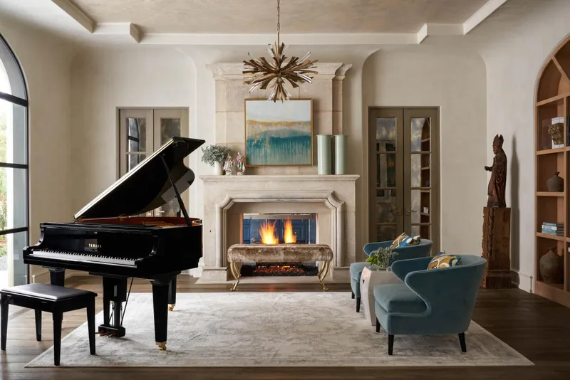 Trustile glass doors in a piano room